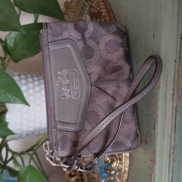 Coach Gray Monogram Zip Wristlet - Picture 8 of 10
